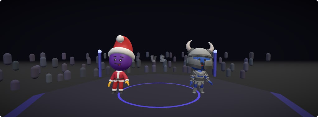 The Classic Arena on wrpsa.com. Two characters face each other across the lit circle on the 3D stage.